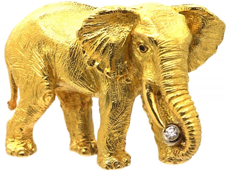 18ct Gold Elephant Brooch by Tiffany