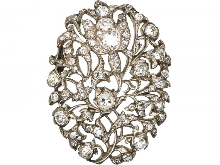 Georgian Giardinetto Brooch set with Diamonds in Original Case