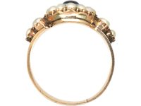 Victorian 9ct Gold Banded Onyx & Natural Split Pearl Ring