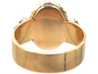 Victorian 9ct Gold Banded Onyx & Natural Split Pearl Ring