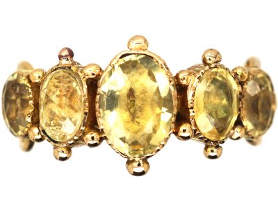 Georgian 15ct Gold Five Stone Foiled Citrine Ring
