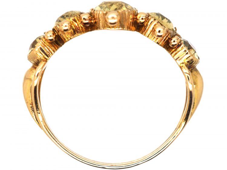 Georgian 15ct Gold Five Stone Foiled Citrine Ring