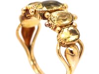 Georgian 15ct Gold Five Stone Foiled Citrine Ring