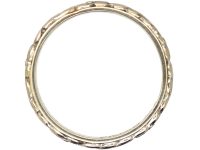 1950s 18ct White Gold Wedding Ring with Laurel Leaf Motif by Alabaster & Wilson