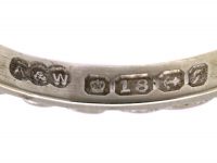 1950s 18ct White Gold Wedding Ring with Laurel Leaf Motif by Alabaster & Wilson