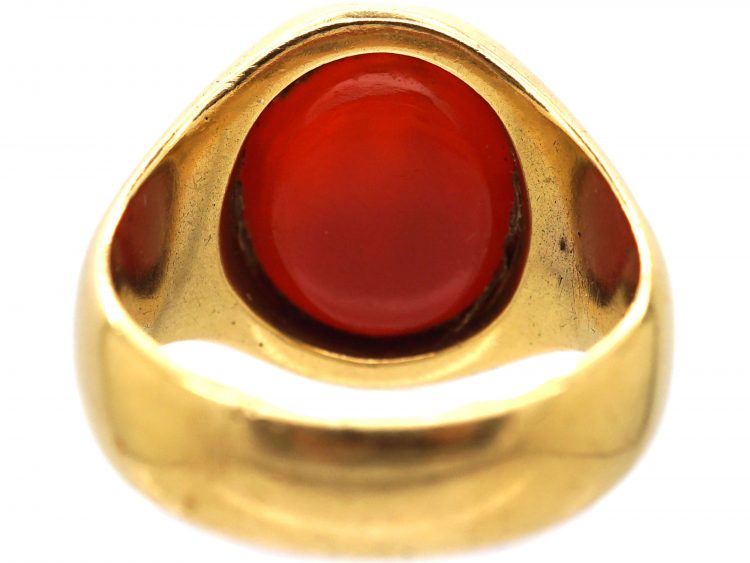 Victorian 18ct Gold Signet Ring set with a Carnelian with Tree Trunk Intaglio