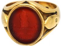 Victorian 18ct Gold Signet Ring set with a Carnelian with Tree Trunk Intaglio