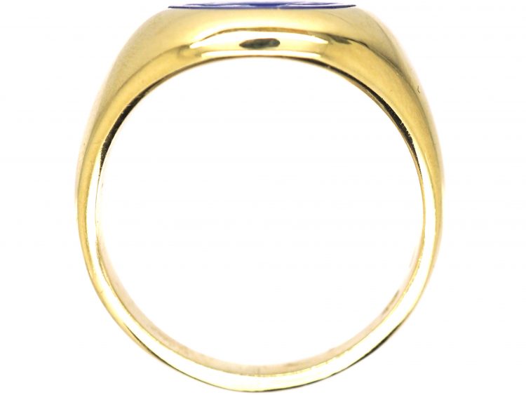 14ct Gold Signet Ring with Lapis Intaglio of a Farmer