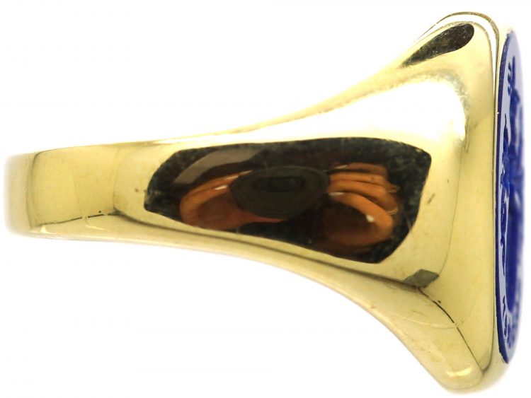 14ct Gold Signet Ring with Lapis Intaglio of a Farmer