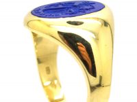 14ct Gold Signet Ring with Lapis Intaglio of a Farmer