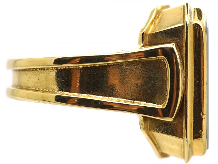 Art Deco Large 14ct Gold Signet Ring with Intaglio of a Warrior & Shield
