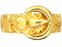 Edwardian 18ct Gold Buckle Ring with Hearts Motif