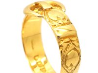 Edwardian 18ct Gold Buckle Ring with Hearts Motif