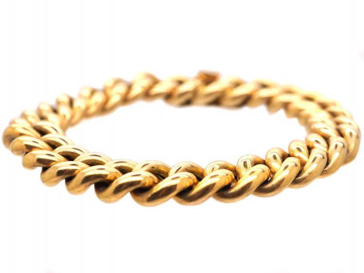 Edwardian 15ct Gold Curb Bracelet