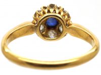 Edwardian 18ct Gold, Sapphire & Diamond Cluster Ring