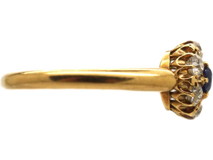 Edwardian 18ct Gold, Sapphire & Diamond Cluster Ring
