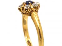 Edwardian 18ct Gold, Sapphire & Diamond Cluster Ring