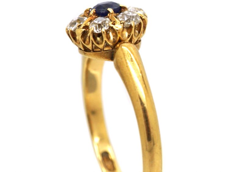 Edwardian 18ct Gold, Sapphire & Diamond Cluster Ring