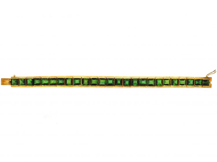 18ct Gold Bracelet set with Green Tourmalines