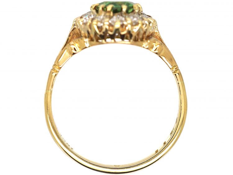 Edwardian 18ct Gold Cluster Ring set with a Green Garnet & Diamonds