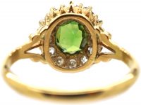 Edwardian 18ct Gold Cluster Ring set with a Green Garnet & Diamonds