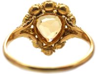 Georgian 15ct Gold Ring set with a Pear Shaped Topaz & Emeralds