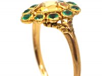 Georgian 15ct Gold Ring set with a Pear Shaped Topaz & Emeralds