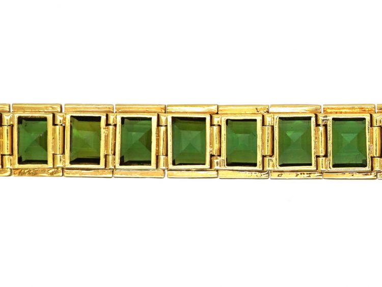 18ct Gold Bracelet set with Green Tourmalines