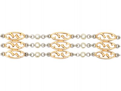 Edwardian 15ct Gold,Platinum & Natural Pearls Bracelet