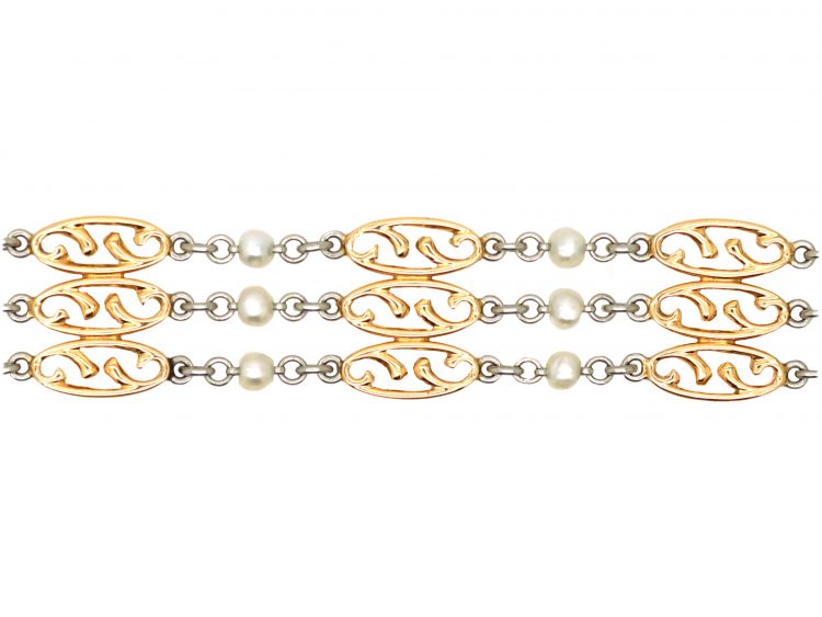 Edwardian 15ct Gold,Platinum & Natural Pearls Bracelet