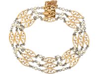 Edwardian 15ct Gold,Platinum & Natural Pearls Bracelet