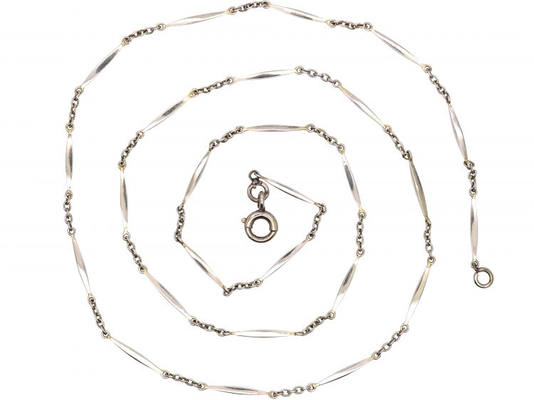 Edwardian Platinum Trace & Baton Link Chain