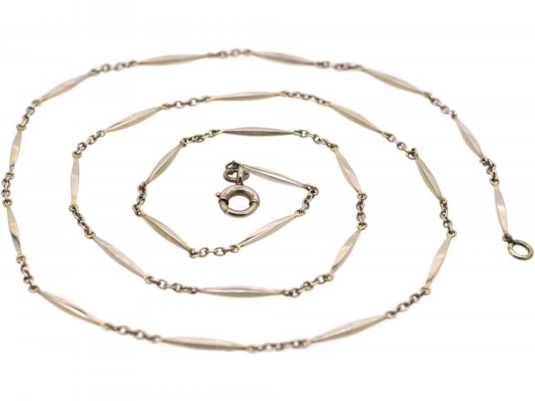 Edwardian Platinum Trace & Baton Link Chain