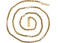 Edwardian 15ct Gold Chain Interspersed with Natural Pearls
