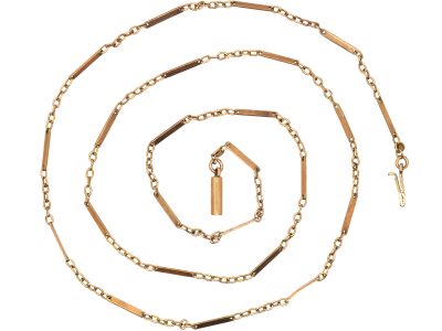 Edwardian 9ct Gold Flat & Trace Link Chain