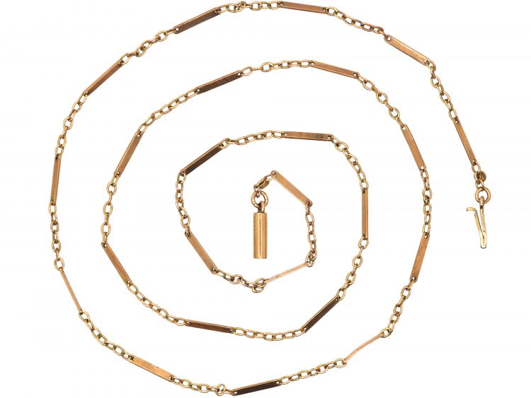 Edwardian 9ct Gold Flat & Trace Link Chain