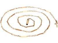 Edwardian 9ct Gold Flat & Trace Link Chain