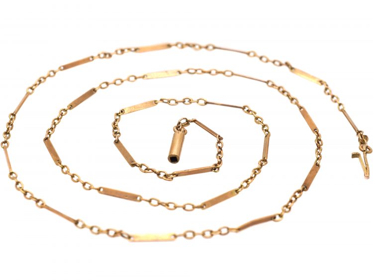 Edwardian 9ct Gold Flat & Trace Link Chain