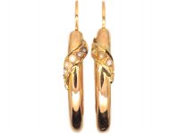 Early 20th Century 14ct Gold Hoop Earrings set with Natural Split Pearls