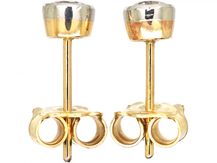 Edwardian 15ct Gold & Platinum, Diamond Solitaire Stud Earrings