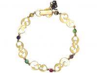 Edwardian 15ct Gold, Green Enamel & Gem Set Dearest Bracelet