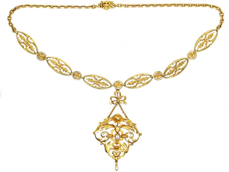 French 19th Century Belle Époque 18ct Gold Necklace