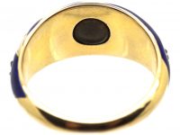Victorian 18ct Gold, Royal Blue Enamel & Old Mine Cut Diamond Ring