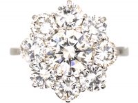 1950s 18ct White Gold Large Diamond Cluster Ring