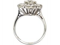 1950s 18ct White Gold Large Diamond Cluster Ring