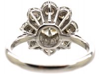 1950s 18ct White Gold Large Diamond Cluster Ring