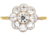 Edwardian 18ct Gold & Platinum, Diamond Daisy Cluster Ring
