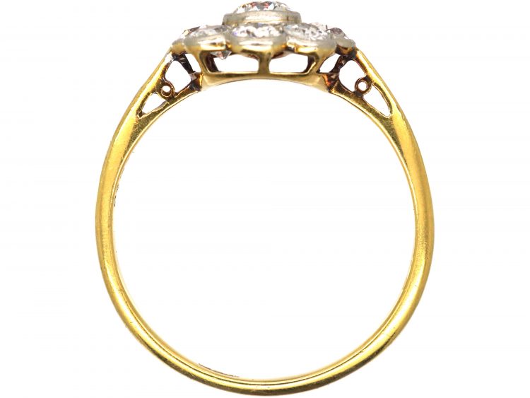 Edwardian 18ct Gold & Platinum, Diamond Daisy Cluster Ring