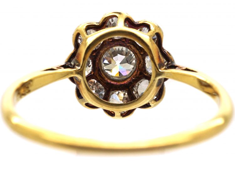 Edwardian 18ct Gold & Platinum, Diamond Daisy Cluster Ring