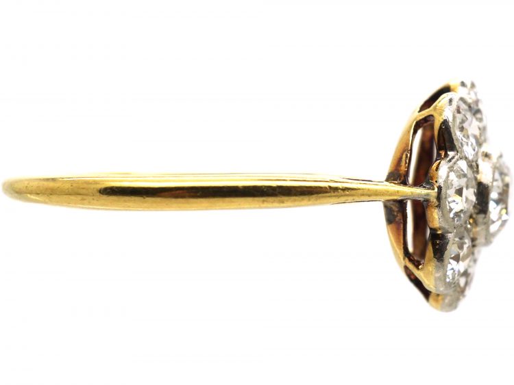 Edwardian 18ct Gold & Platinum, Diamond Daisy Cluster Ring